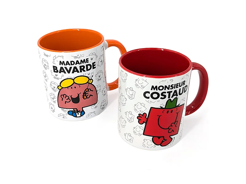 Lot de 2 mugs MONSIEUR MADAME série Bavarde et Costaud