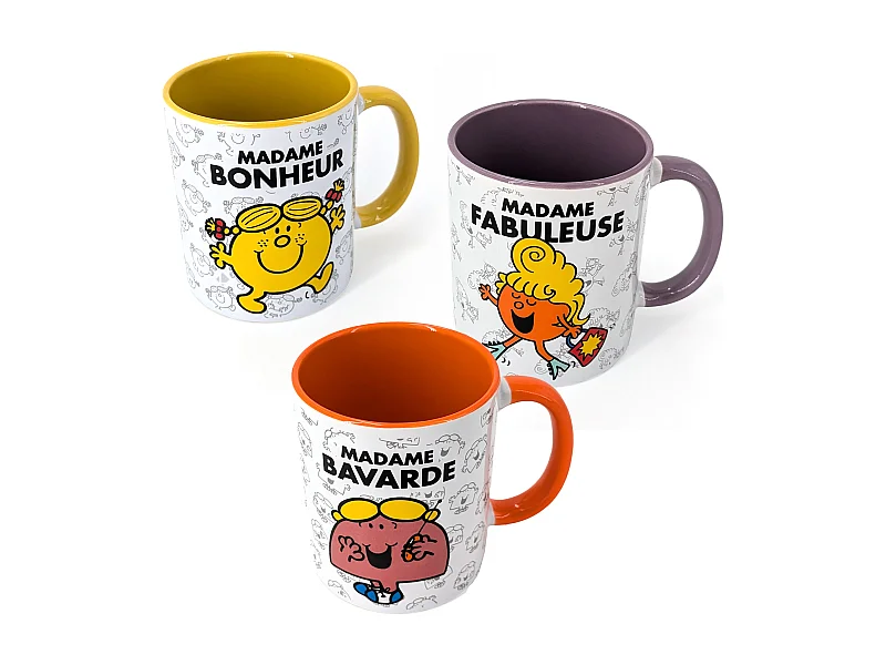 Lot de 3 mugs MONSIEUR MADAME série MADAME multicolore