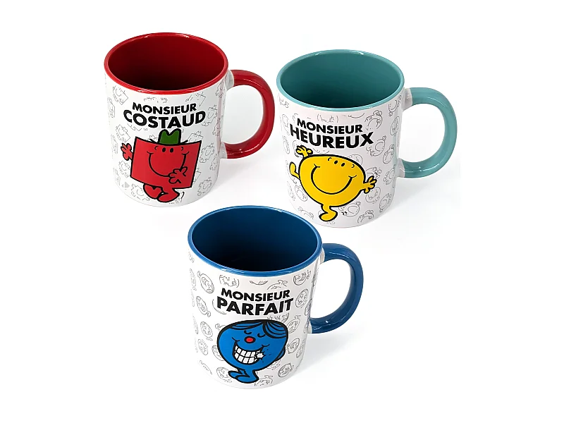 Lot de 3 mugs MONSIEUR MADAME série MONSIEUR multicolore