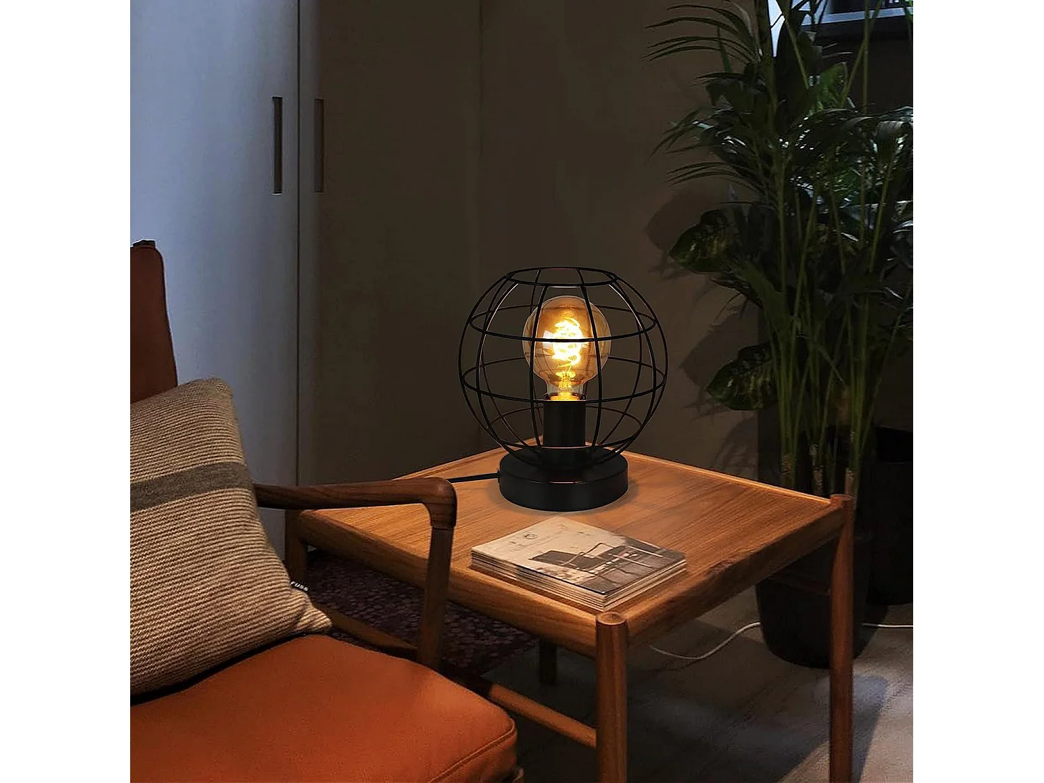 NETTLIFE Oud - stijl zwarte tafellamp - retro nachtkastlamp, industriële deco - metalen E27 - houder, maximaal 40W - zonder gloeilampen.