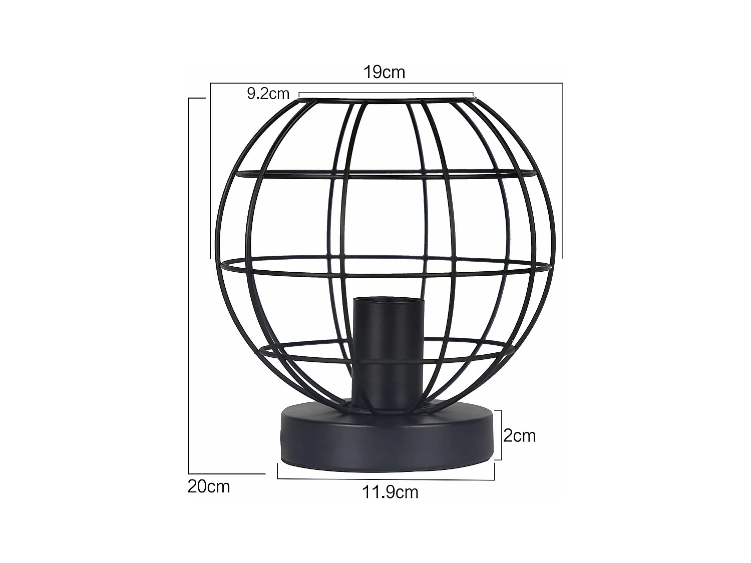 NETTLIFE Lámpara de mesa vintage negra - Lámpara de noche retro Lámpara E27 con casquillo metálico decoración industrial - Máx. 40W - Sin bombillas