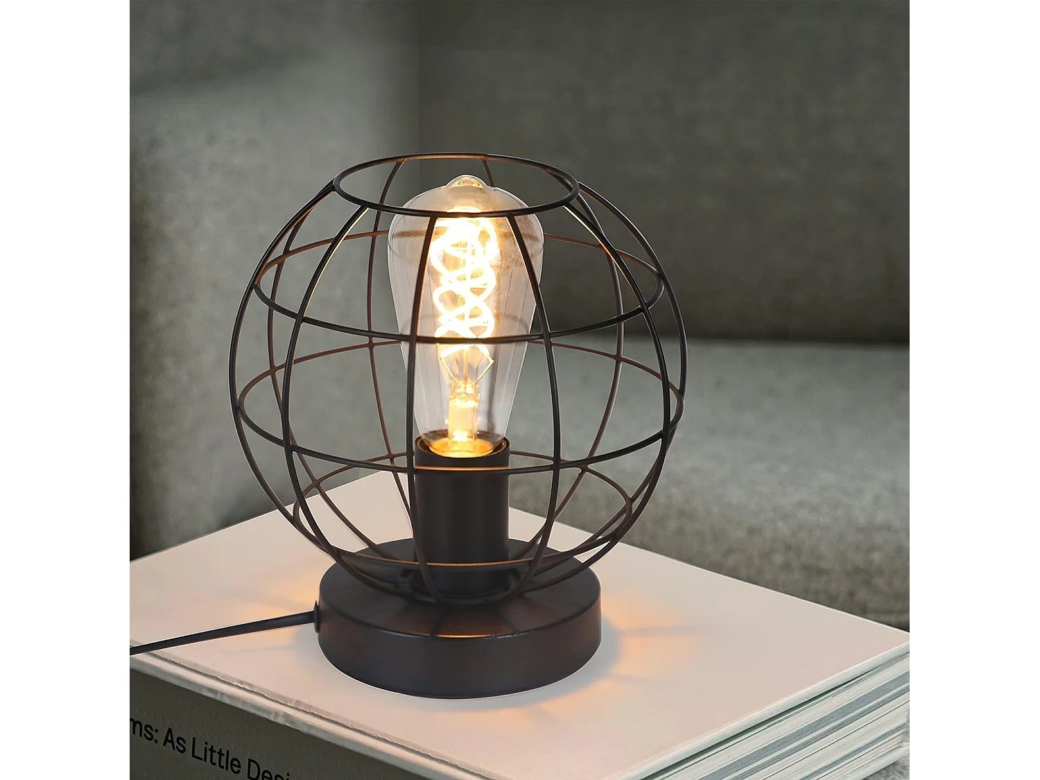 NETTLIFE Oud - stijl zwarte tafellamp - retro nachtkastlamp, industriële deco - metalen E27 - houder, maximaal 40W - zonder gloeilampen.