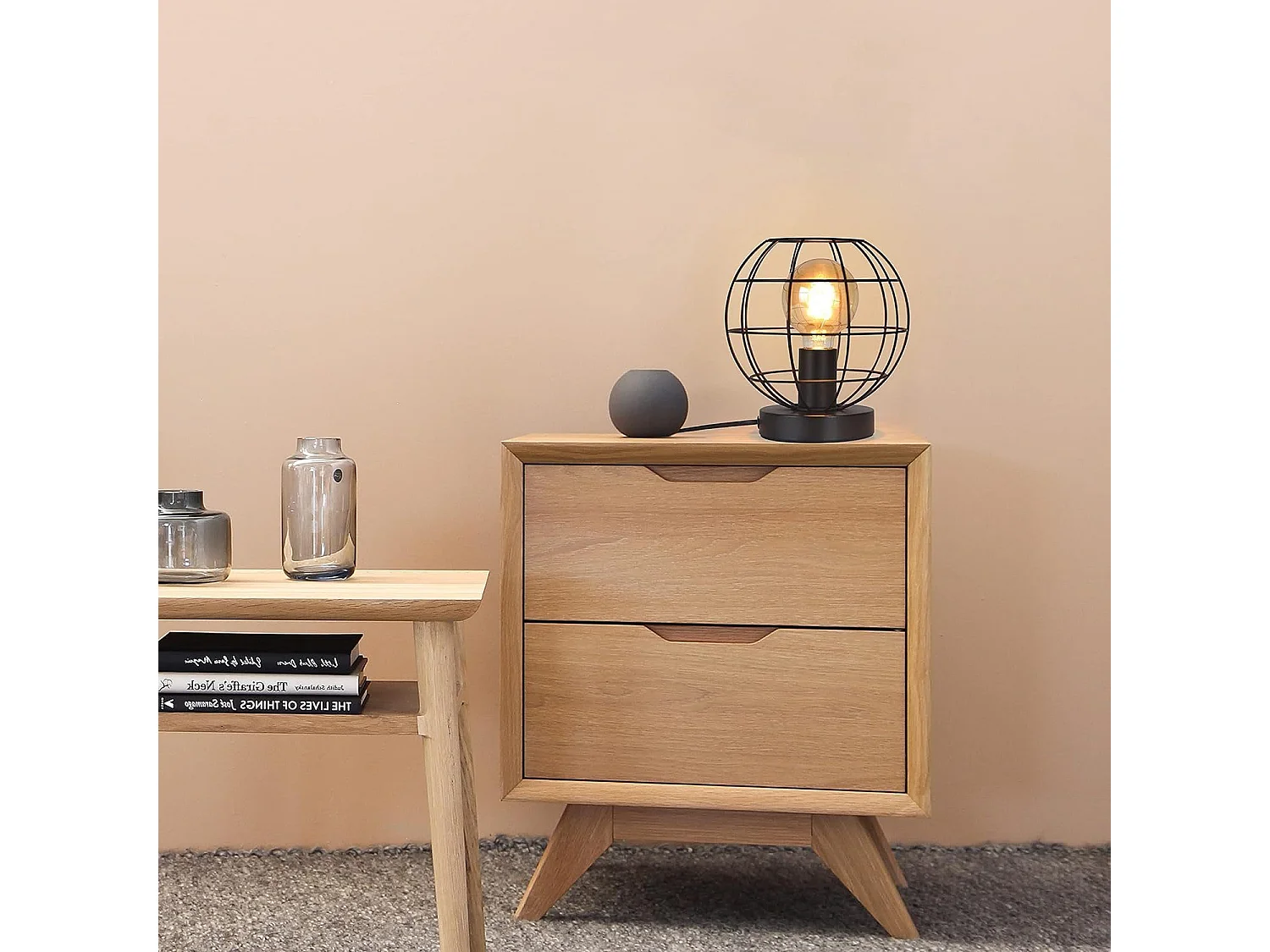 NETTLIFE Lampe de table vintage noir - lampe de chevet rétro lampe E27 douille en métal déco industrielle  - Max 40W - Sans ampoules