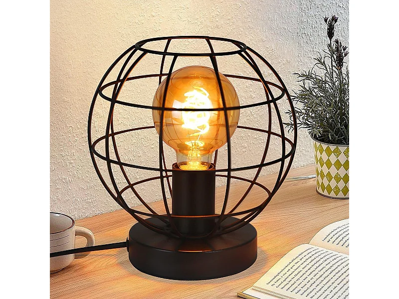 NETTLIFE Lampe de table vintage noir - lampe de chevet rétro lampe E27 douille en métal déco industrielle  - Max 40W - Sans ampoules