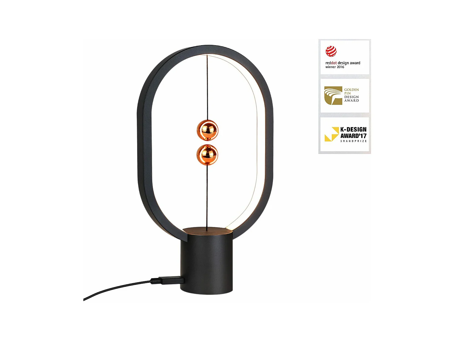 NETTLIFE Lampe de chevet LED noire Lampe de table :  Lampe de table Petite lampe magnétique décorative avec USB