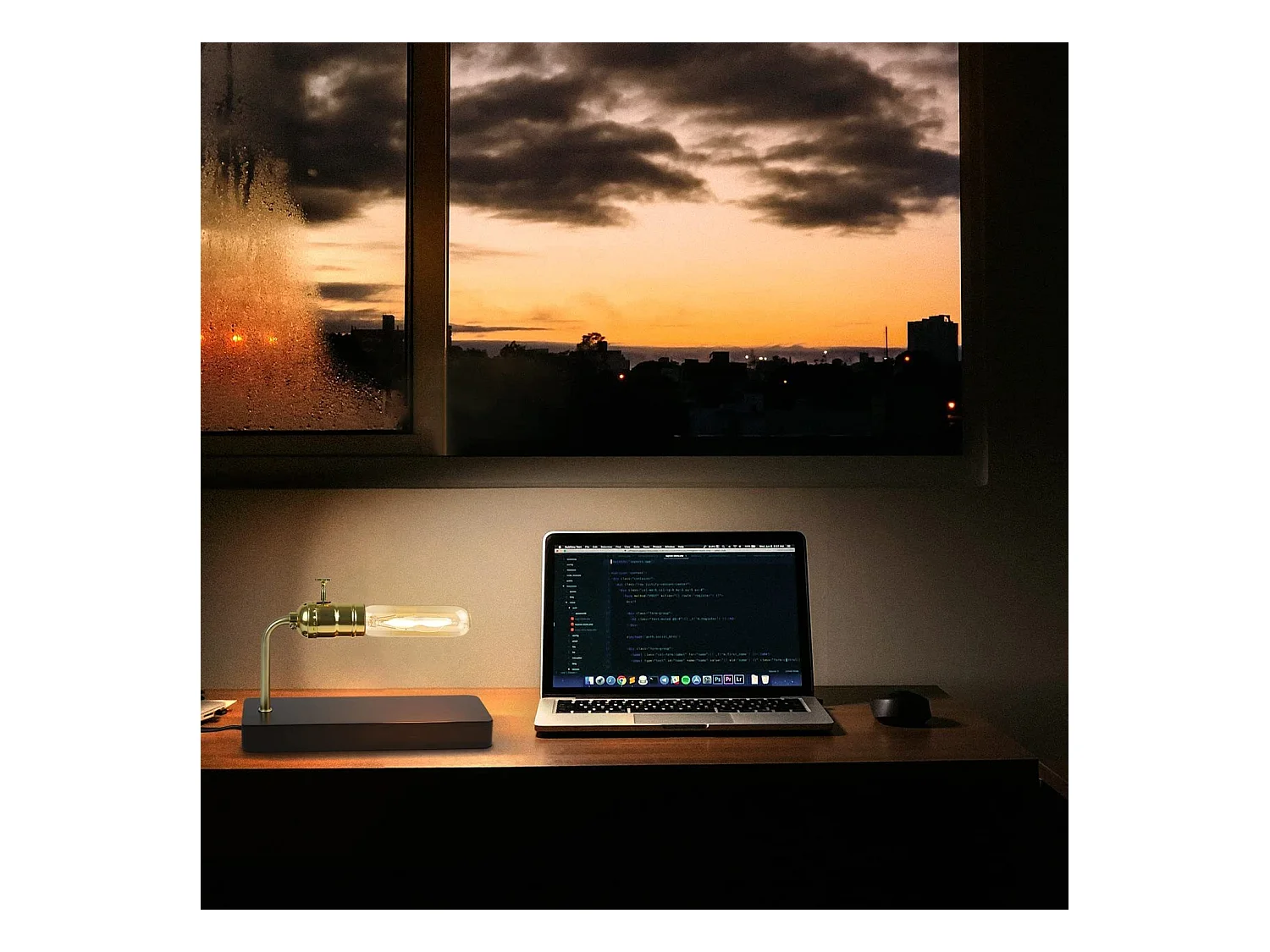 NETTLIFE Vintage - Holztischlampe - mit Schalter, retro Design, Steampunk - Nachtlampe, antikes Metall (ohne Glühbirnen)