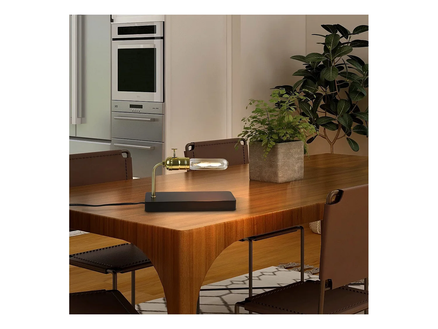 NETTLIFE Vintage - Holztischlampe - mit Schalter, retro Design, Steampunk - Nachtlampe, antikes Metall (ohne Glühbirnen)