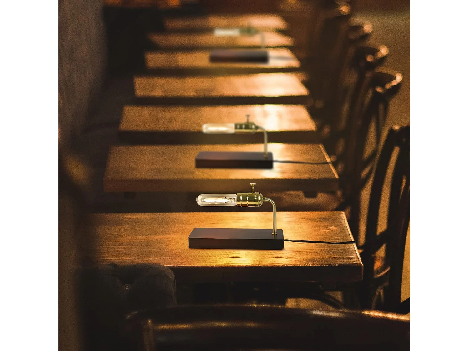 NETTLIFE Lampe de table vintage en bois -avec interrupteur Design rétro Lampe de nuit Steampunk Antique Métall(sans ampoules)