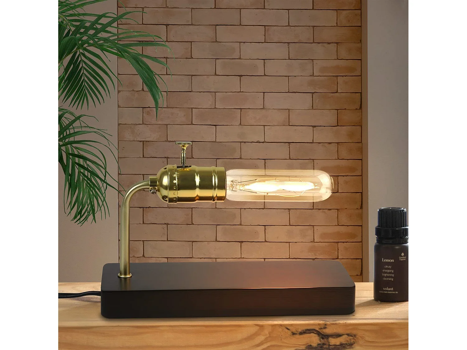 NETTLIFE Lampe de table vintage en bois -avec interrupteur Design rétro Lampe de nuit Steampunk Antique Métall(sans ampoules)