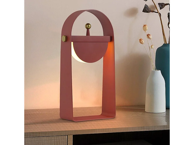 NETTLIFE LED Tischlampe Nachttischlampe Kabellos - Tragbares Nachtlicht Einstellbare Helligkeit 26CM, Rosa