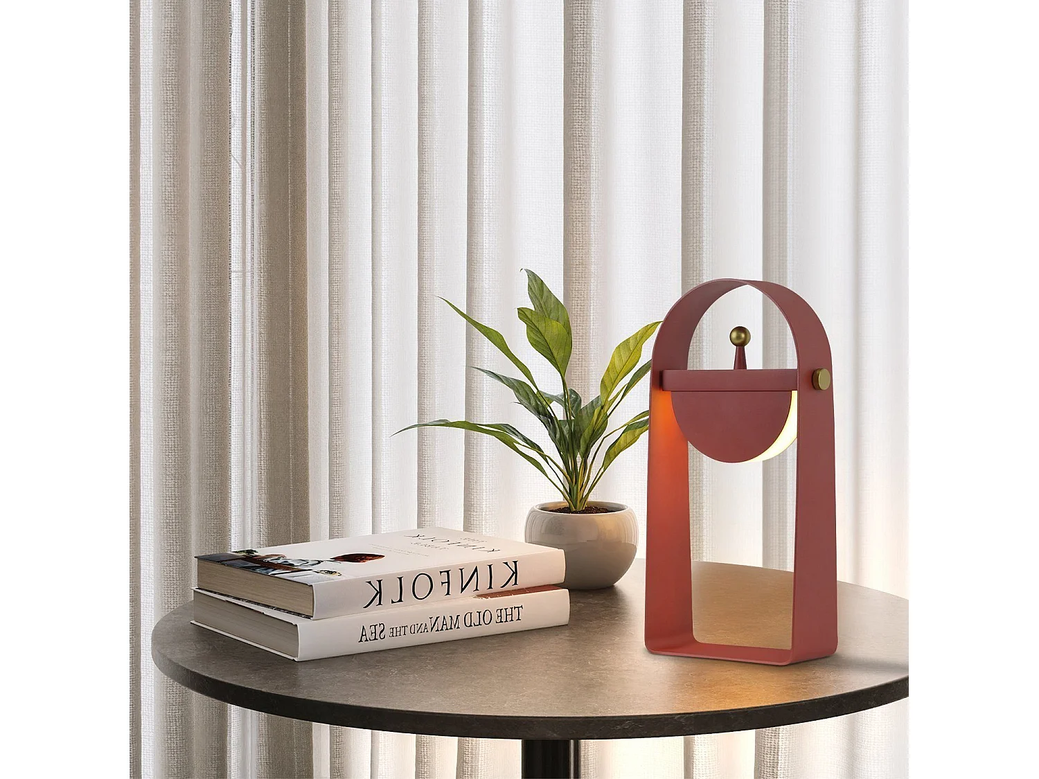 NETTLIFE Lampa stołowa LED Lampka nocna Bezprzewodowa - Przenośna lampka nocna Regulowana jasność 26CM, różowa