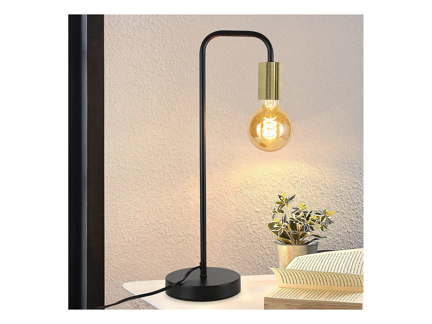 NETTLIFE lampe de table Vintage lampe de chevet salon - noir or industriel E27 lampe de table enfants dans chambre veilleuse