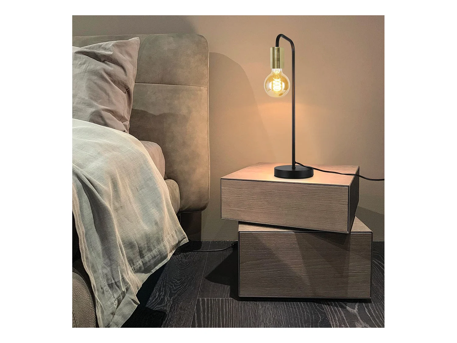 NETTLIFE lampe de table Vintage lampe de chevet salon - noir or industriel E27 lampe de table enfants dans chambre veilleuse