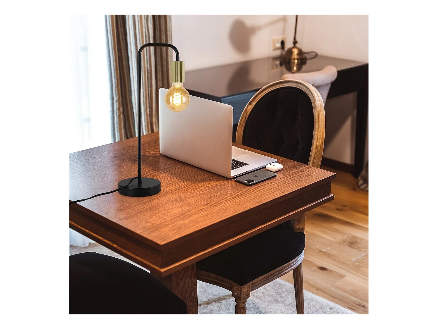 NETTLIFE lampe de table Vintage lampe de chevet salon - noir or industriel E27 lampe de table enfants dans chambre veilleuse