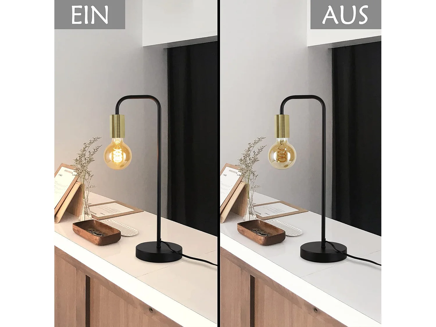 NETTLIFE Tafellamp Vintage nachtkastentafel - salonlamp in zwart of industrieel, E27 tafellamp voor kinderen in de slaapkamer, nachtlamp.