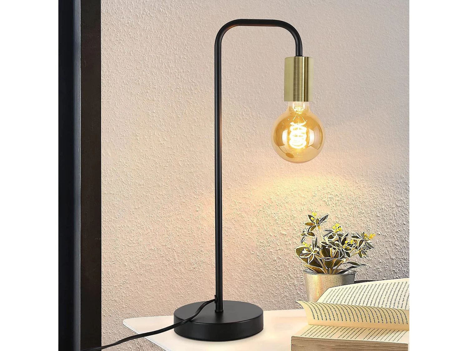 NETTLIFE lampe de table Vintage lampe de chevet salon - noir or industriel E27 lampe de table enfants dans chambre veilleuse