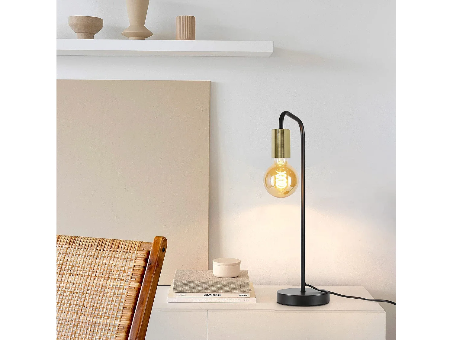 NETTLIFE lampe de table Vintage lampe de chevet salon - noir or industriel E27 lampe de table enfants dans chambre veilleuse