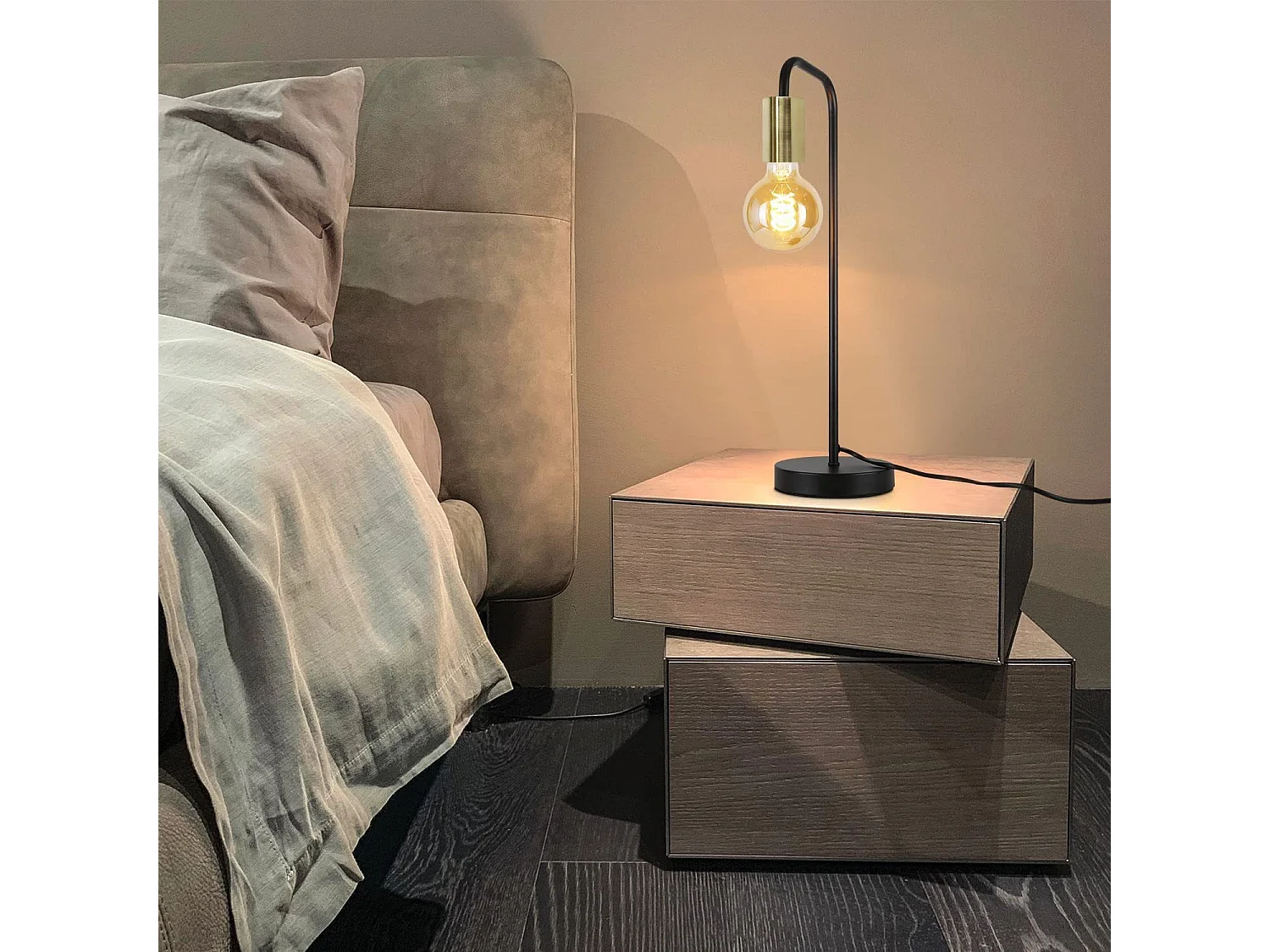 NETTLIFE lampe de table Vintage lampe de chevet salon - noir or industriel E27 lampe de table enfants dans chambre veilleuse