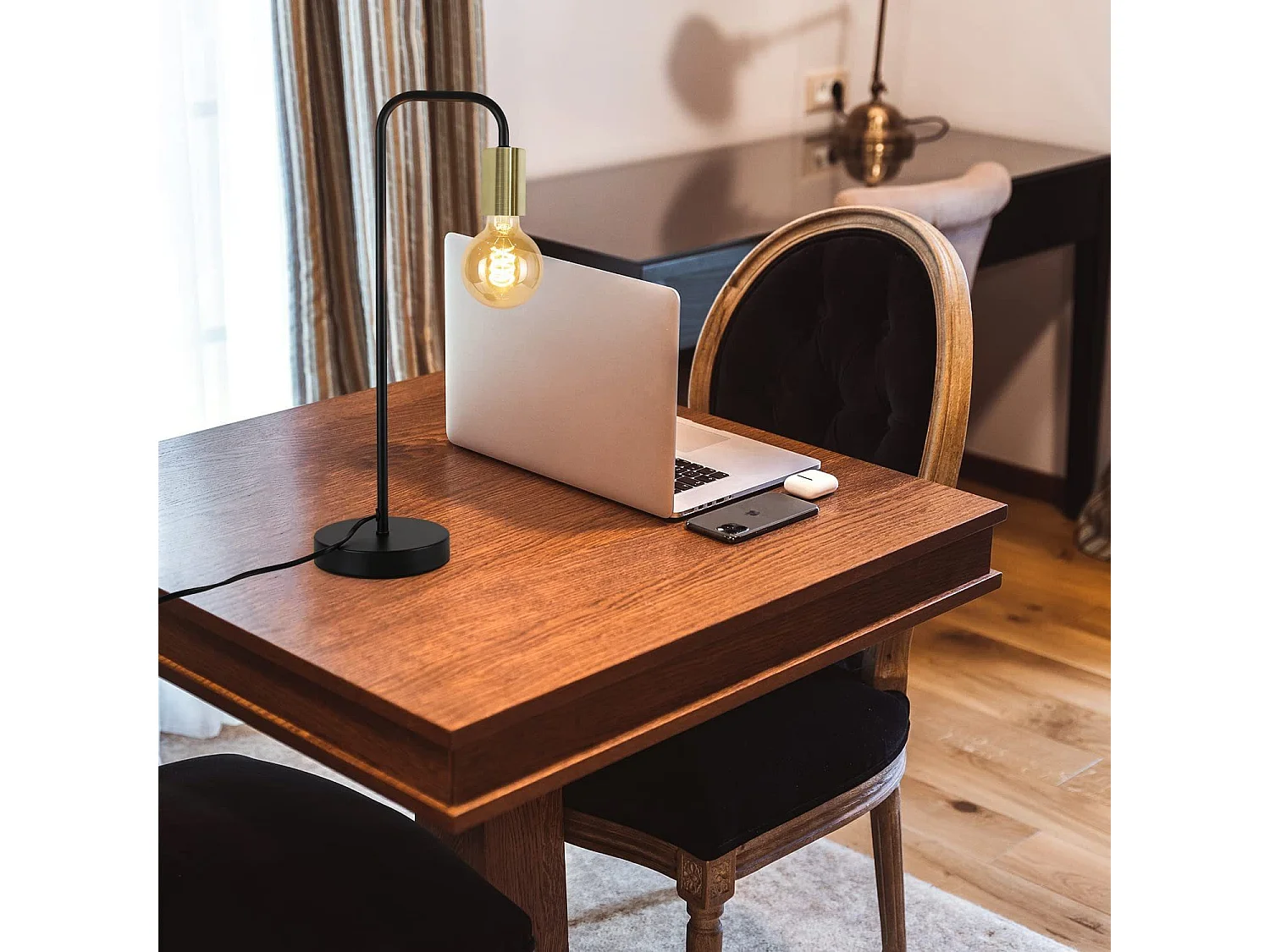 NETTLIFE lampe de table Vintage lampe de chevet salon - noir or industriel E27 lampe de table enfants dans chambre veilleuse