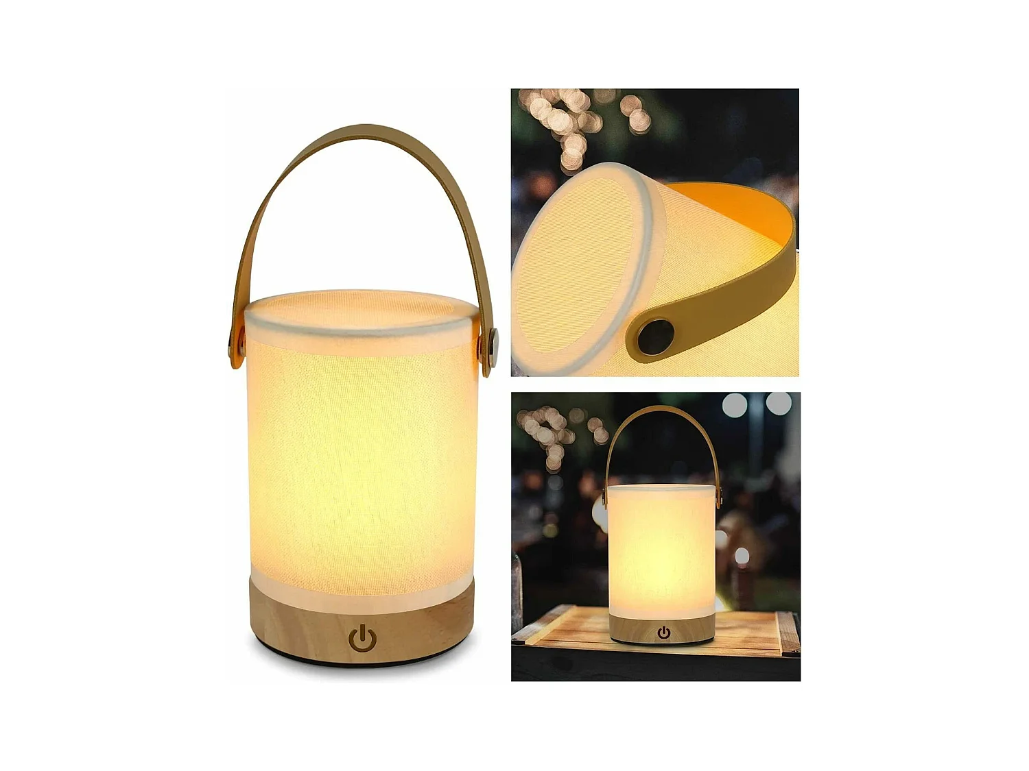 NETTLIFE Lampe de chevet Touch LED Lampe de table - Dimmable Cadeau avec USB Batterie rechargeable Moderne Lampe de chevet portable en tissu