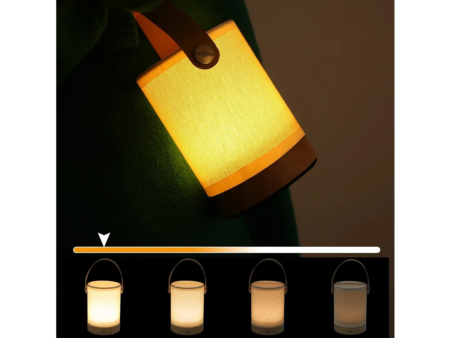 NETTLIFE Lámpara de cabecera Lámpara de mesa LED táctil - Regalo regulable con batería recargable USB Lámpara de cabecera de tela portátil moderna