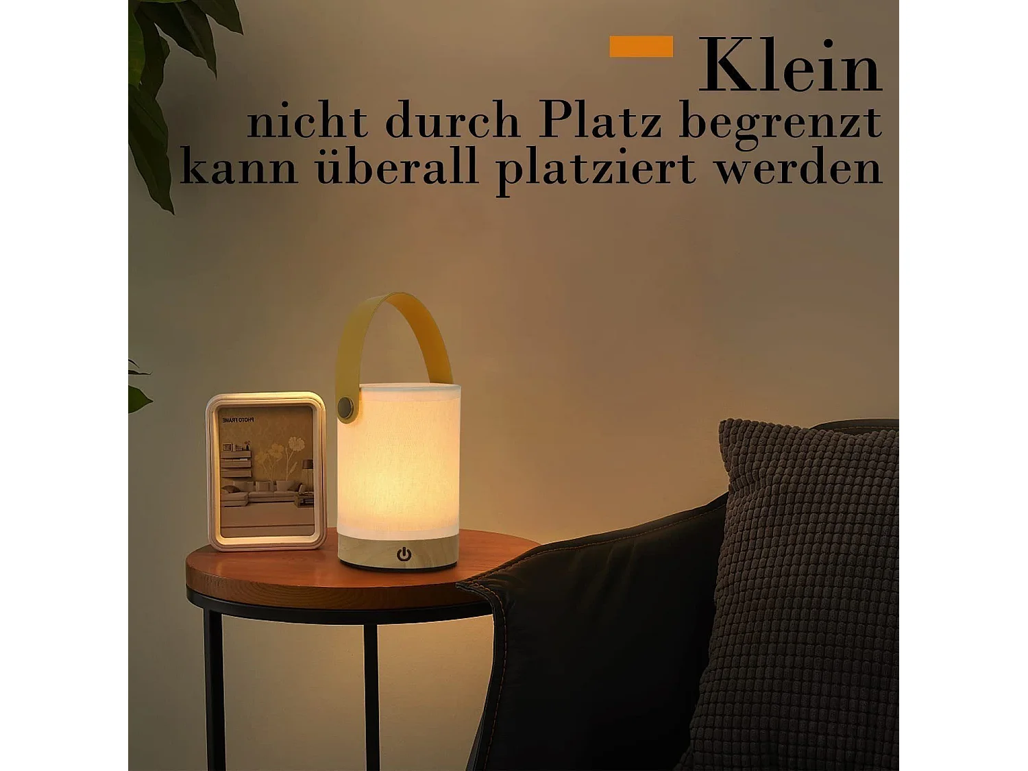 NETTLIFE Lámpara de cabecera Lámpara de mesa LED táctil - Regalo regulable con batería recargable USB Lámpara de cabecera de tela portátil moderna