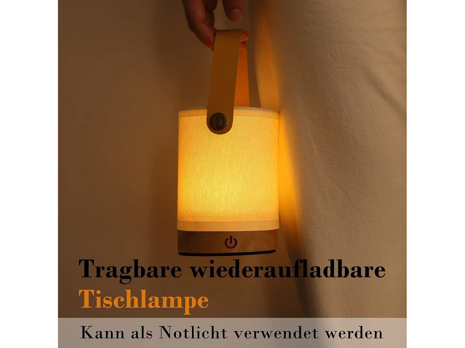 NETTLIFE Lampe de chevet Touch LED Lampe de table - Dimmable Cadeau avec USB Batterie rechargeable Moderne Lampe de chevet portable en tissu