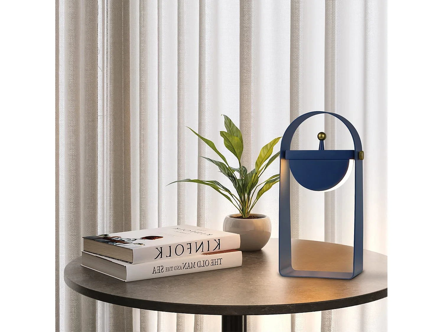 NETTLIFE Tafel - LED - lamp, nachtlamp, draadloos, draagbaar, slaaplamp, regelbare helderheid, 26 cm, blauw.