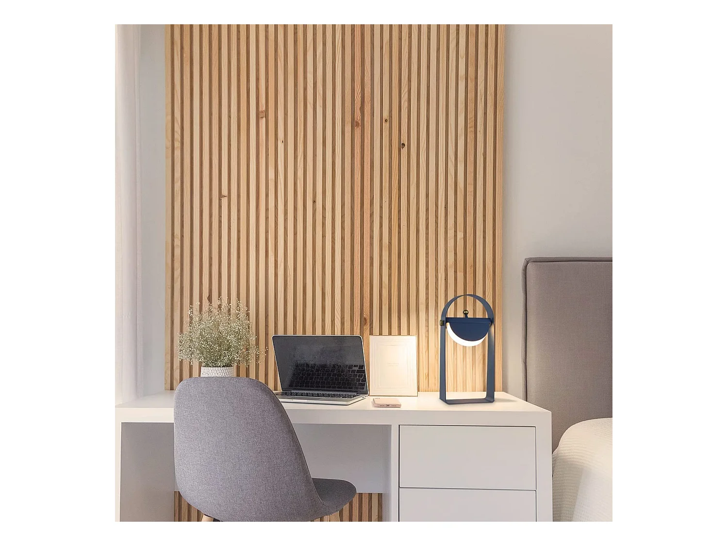 NETTLIFE LED Tischlampe Nachttischlampe Kabellos - Tragbares Nachtlicht Einstellbare Helligkeit 26CM, blau