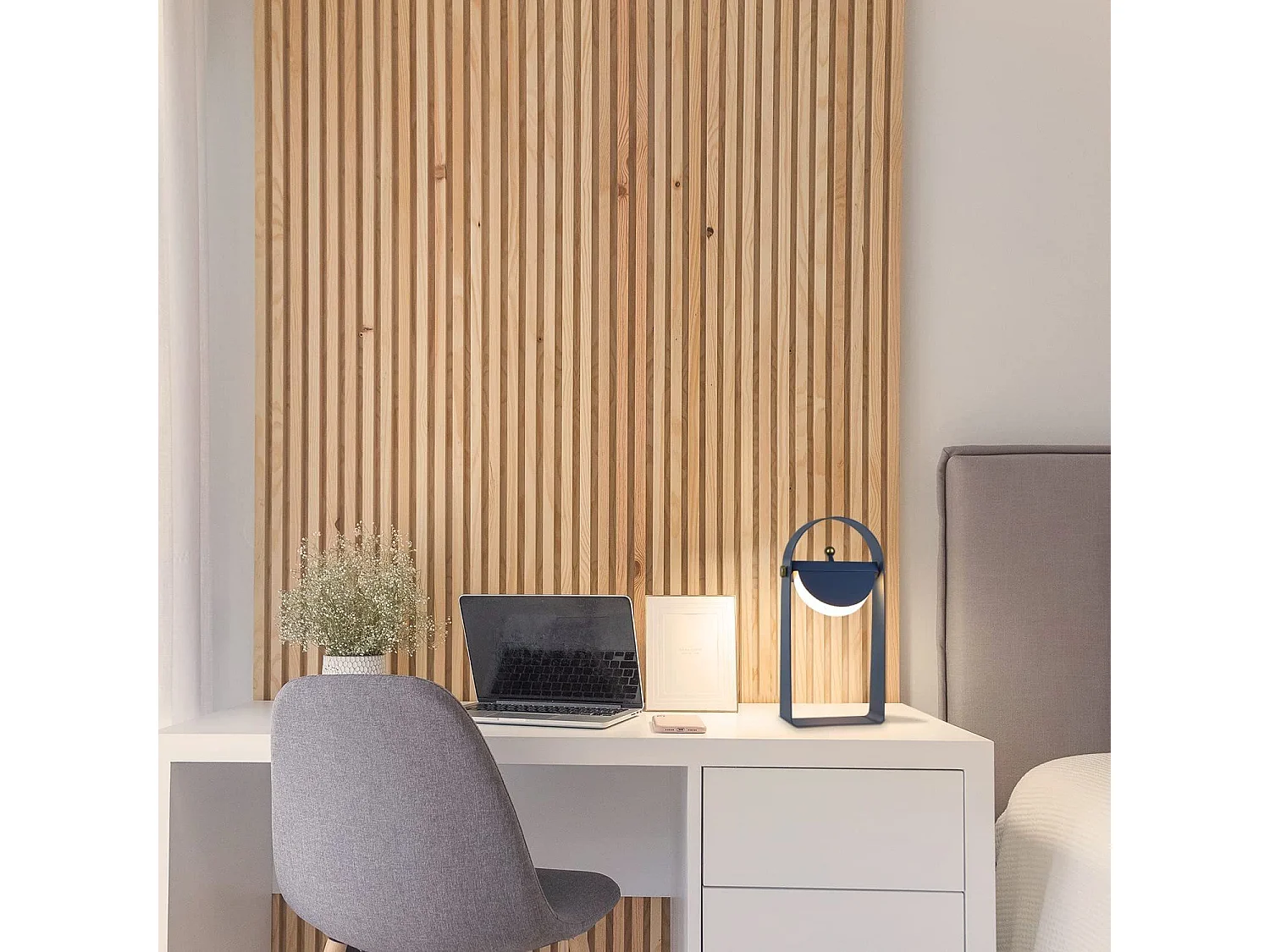 NETTLIFE Lampa stołowa LED Lampka nocna Bezprzewodowa - Przenośna lampka nocna Regulacja jasności 26CM, niebieska