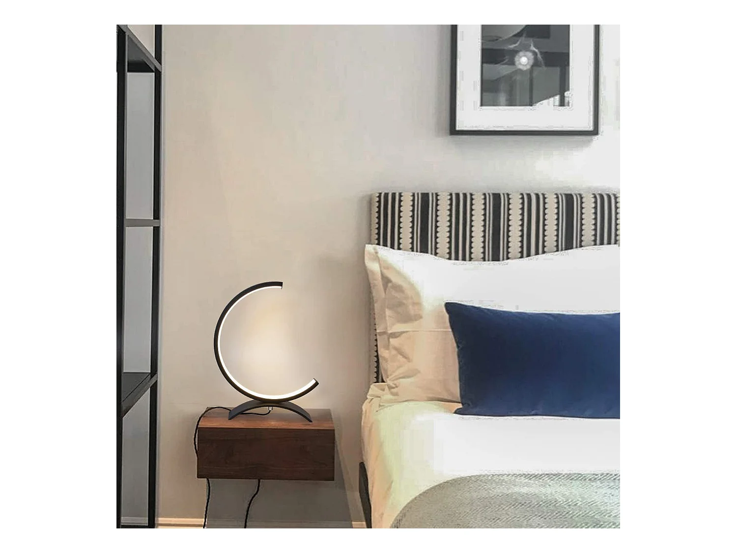 NETTLIFE Lámpara de Mesa Led Regulable - Lámpara de Noche Negra de 7W Lámpara de Lectura de Diseño Moderno con Cable de 3M