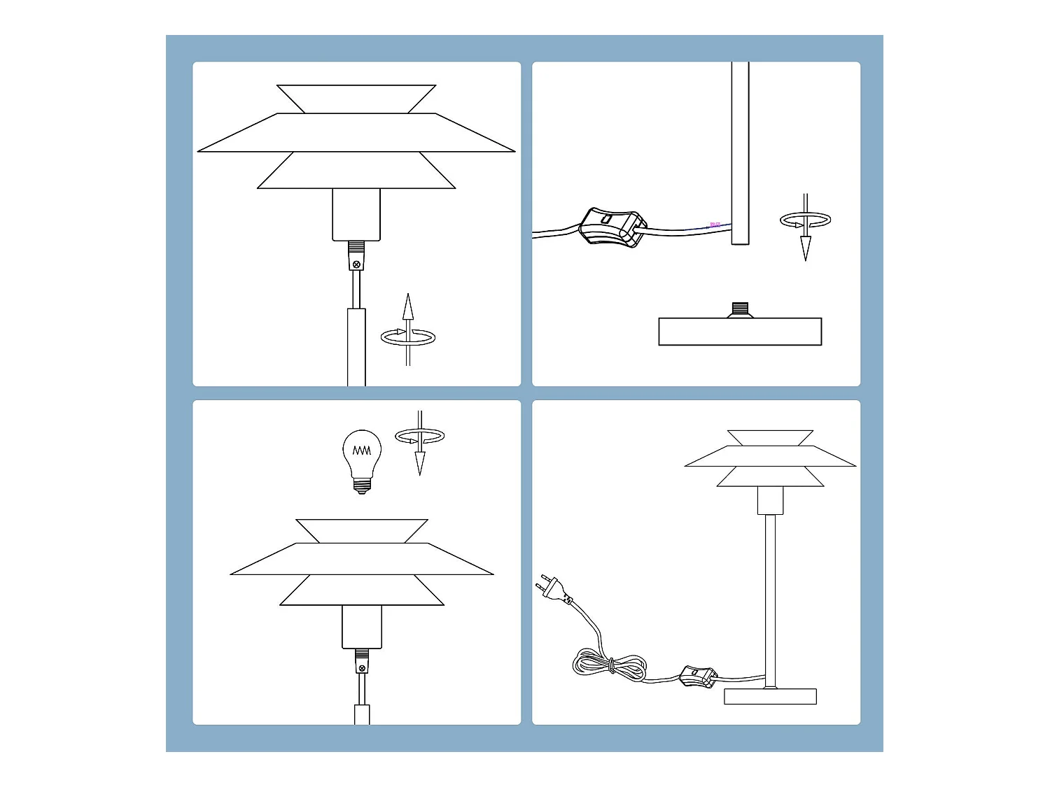 NETTLIFE Lámpara de mesa negra Lámpara de noche moderna E14 1 llama Salón Lámpara de mesa de metal de diseño con cable Lámpara de noche