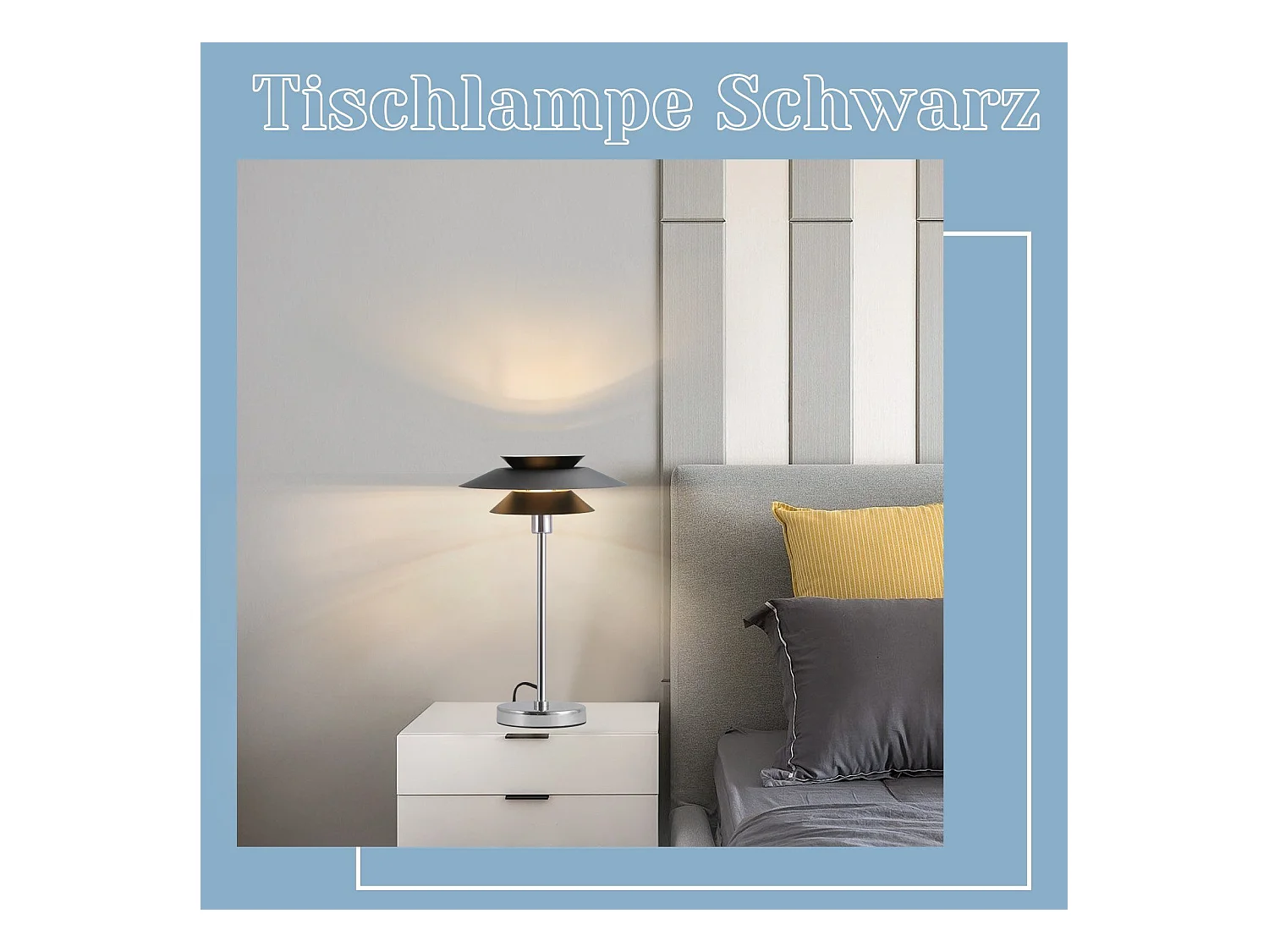 NETTLIFE Lámpara de mesa negra Lámpara de noche moderna E14 1 llama Salón Lámpara de mesa de metal de diseño con cable Lámpara de noche