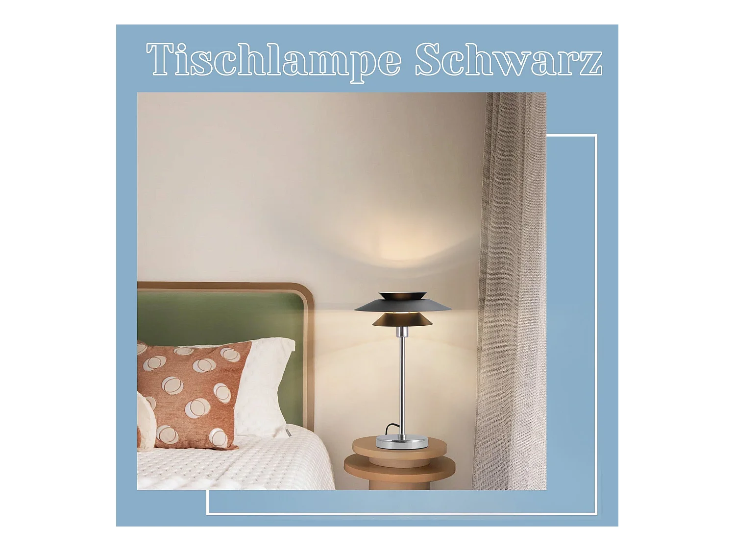 NETTLIFE Lámpara de mesa negra Lámpara de noche moderna E14 1 llama Salón Lámpara de mesa de metal de diseño con cable Lámpara de noche