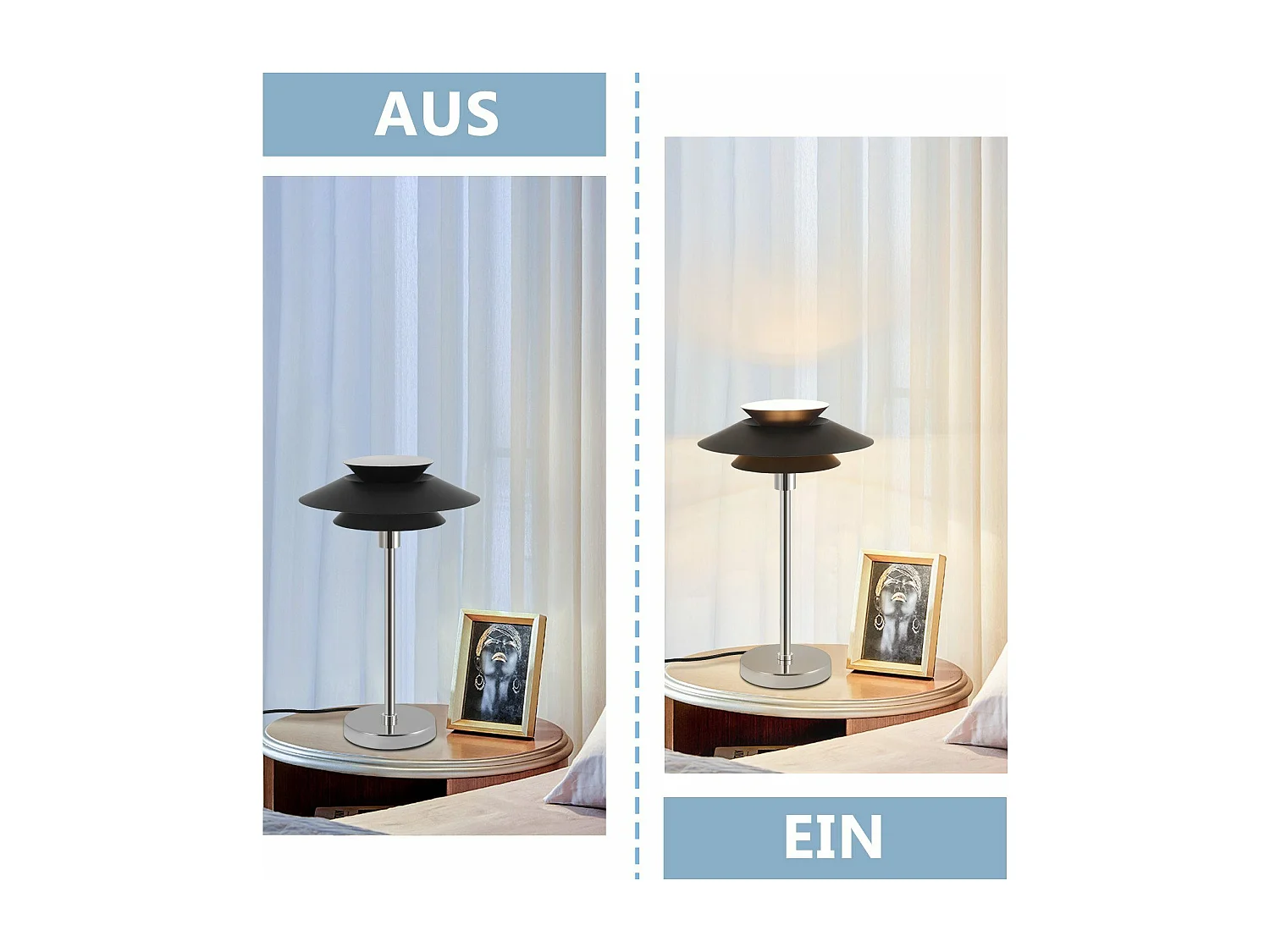 NETTLIFE Lampe de table noire Lampe de chevet moderne E14 1 flamme Salon Lampe de table métal design avec câble Lampe de chevet