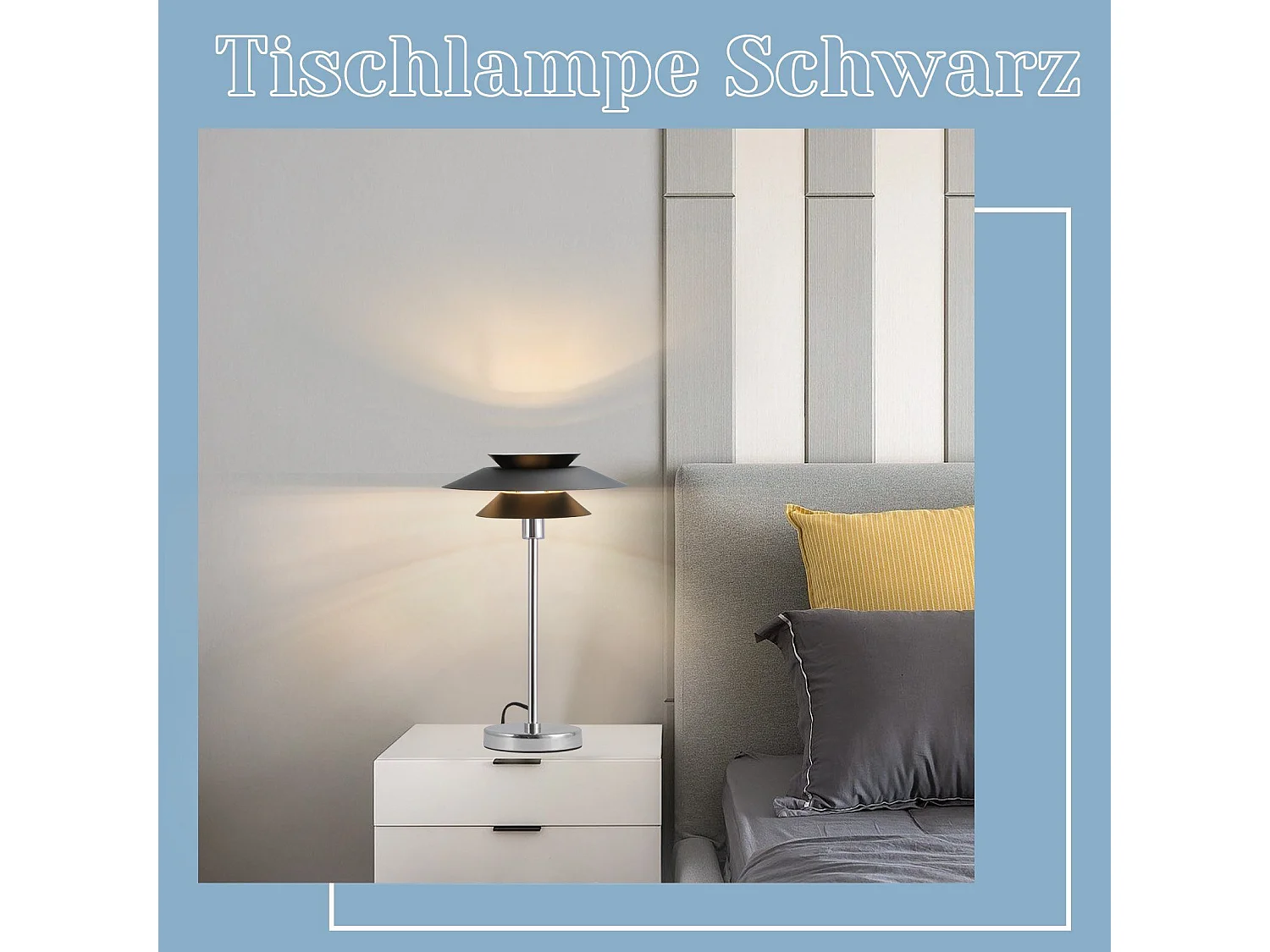 NETTLIFE Lampe de table noire Lampe de chevet moderne E14 1 flamme Salon Lampe de table métal design avec câble Lampe de chevet