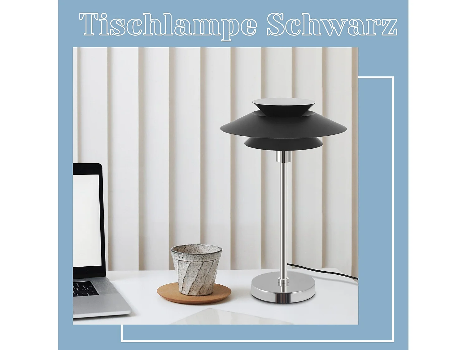 NETTLIFE Lampe de table noire Lampe de chevet moderne E14 1 flamme Salon Lampe de table métal design avec câble Lampe de chevet