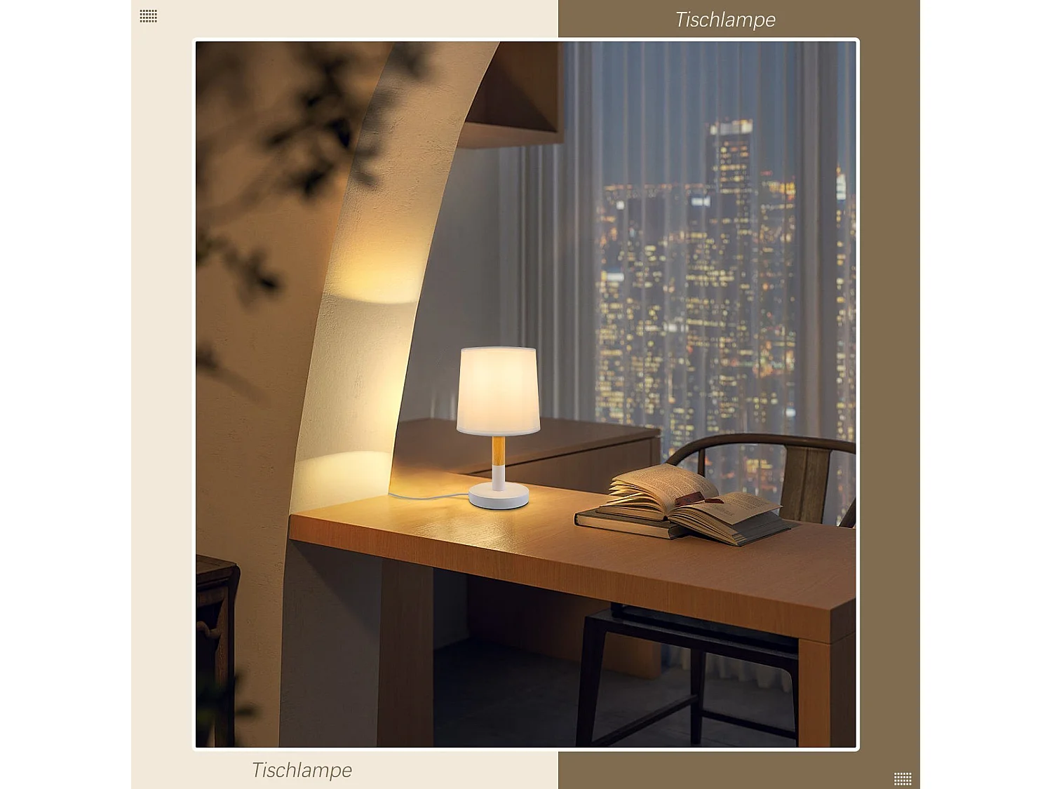 NETTLIFE Nachtkastentafel lampen, set van 2 salon tafellampen - houten E27 voet, slaapkamer nachtkastentafel lamp wit.