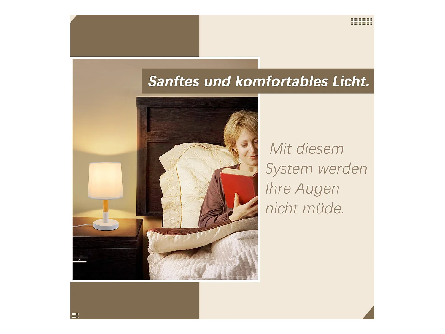 NETTLIFE Lampe de chevet Set de 2 lampes de table Salon -  en bois E27 Douille Bedside Lamp Chambre à coucher Blanc