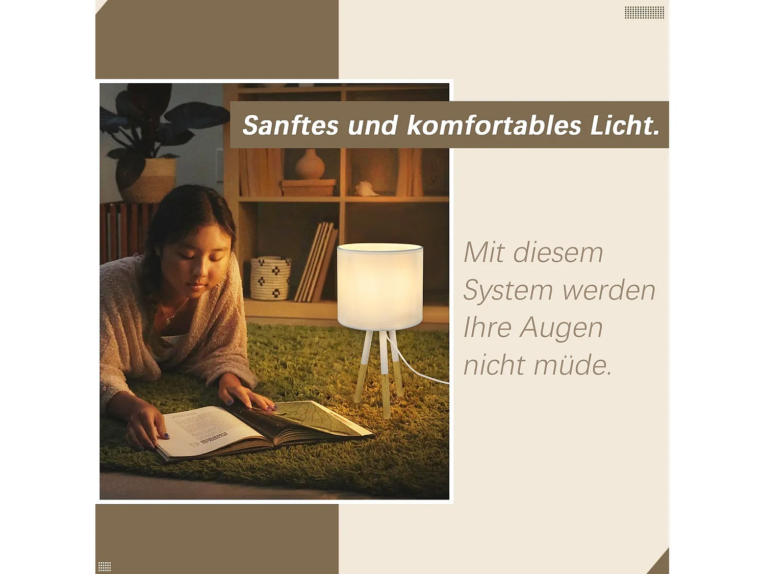 NETTLIFE Nachtkastanjelamp. Set van 1 moderne tafellamp - Salon - tafellamp met stofkap. Doosje E27, maximaal 40W, wit.