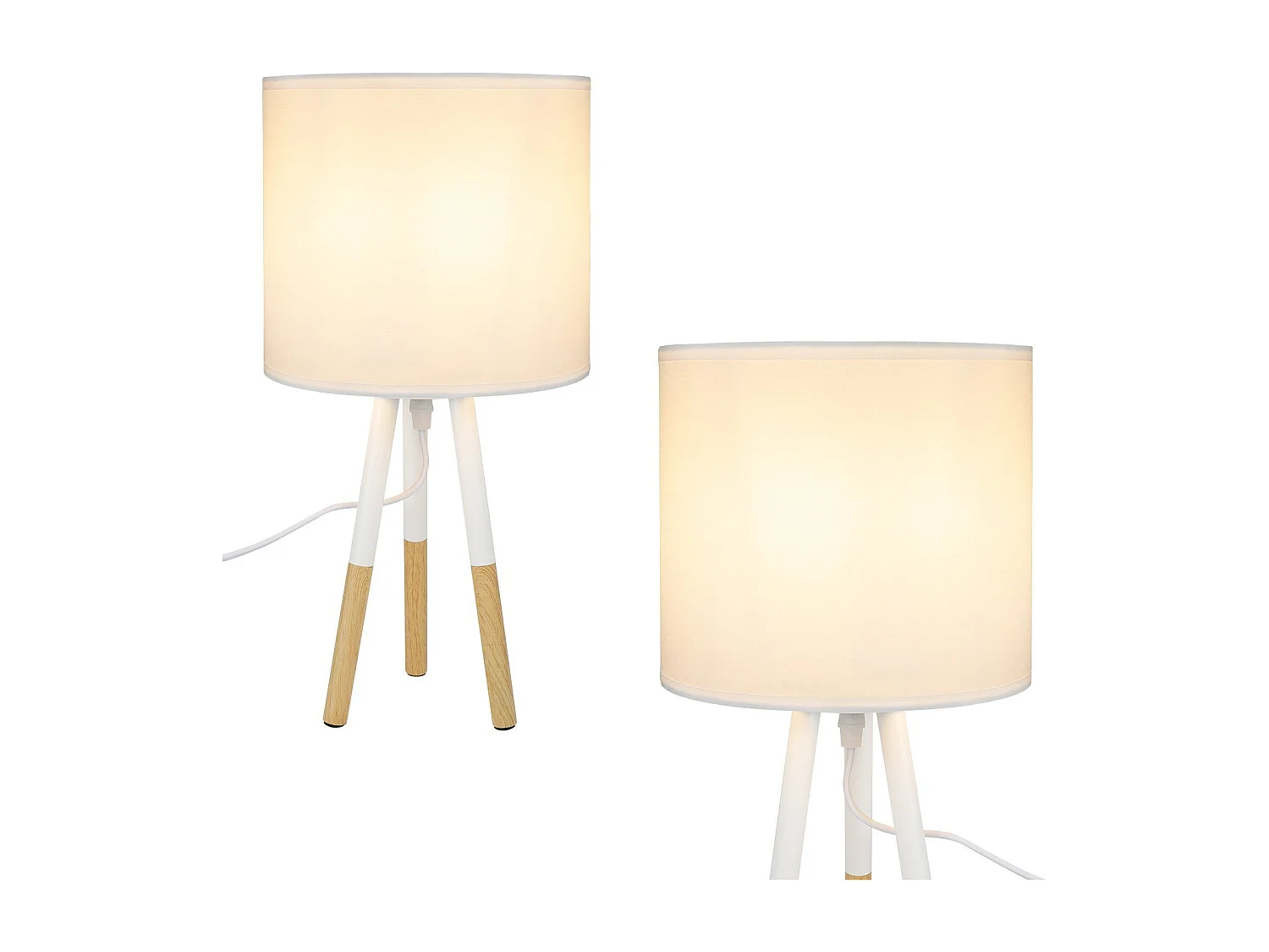 NETTLIFE Nachtkastanjelamp. Set van 1 moderne tafellamp - Salon - tafellamp met stofkap. Doosje E27, maximaal 40W, wit.