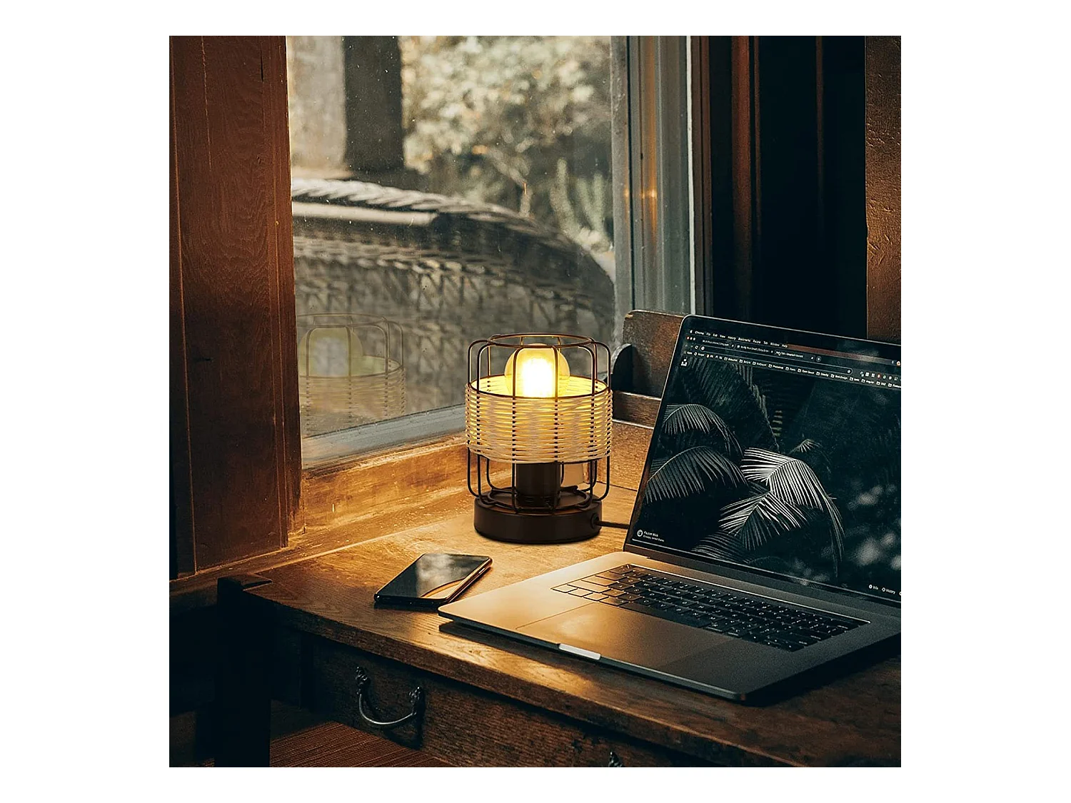 NETTLIFE Tafellamp rotan - E27 Fitting - Vintage - zwart - boho bedlamp - metaal bureaulamp - voor slaapkamer | woonkamer - Zonder lichtbron