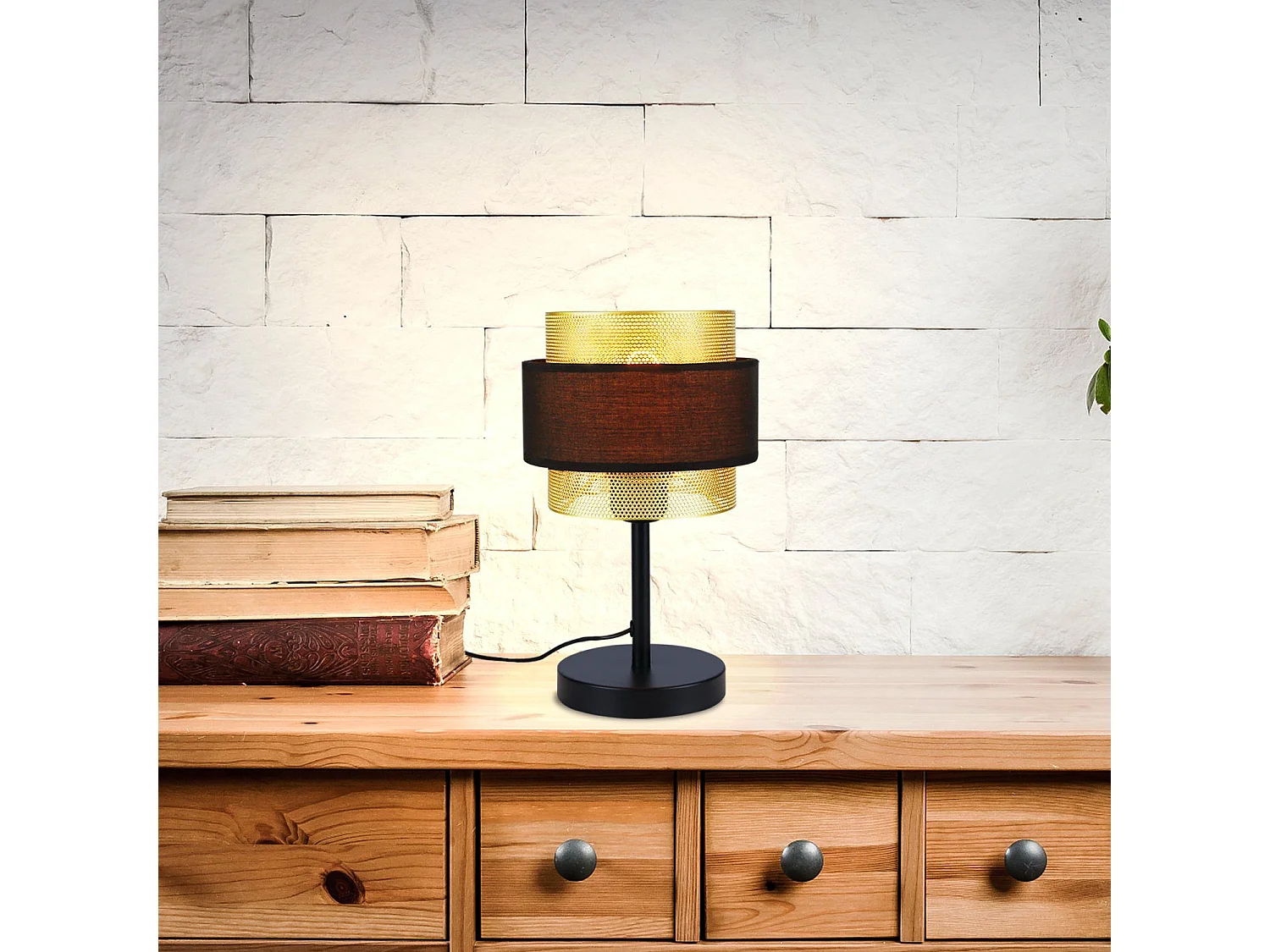 NETTLIFE Lampe de table rétro noir - lampe de table vintage E27-jour en tissu style industriel antique - sans ampoule