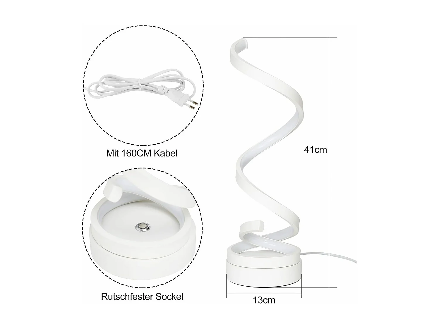 NETTLIFE Lampe de table Touch Dimmable de chevet - Led 12W Moderne blanc  Métal Veilleuse 3000K-6000K Continu avec câble Bureau