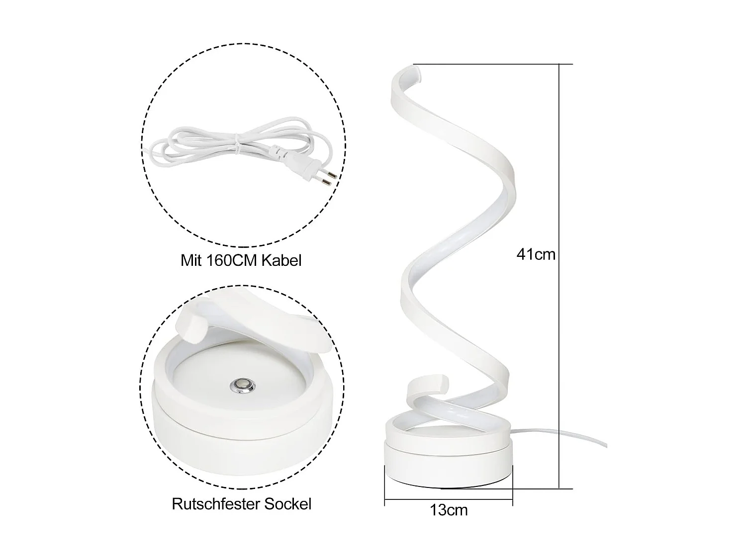 NETTLIFE Lampe de table Touch Dimmable de chevet - Led 12W Moderne blanc  Métal Veilleuse 3000K-6000K Continu avec câble Bureau