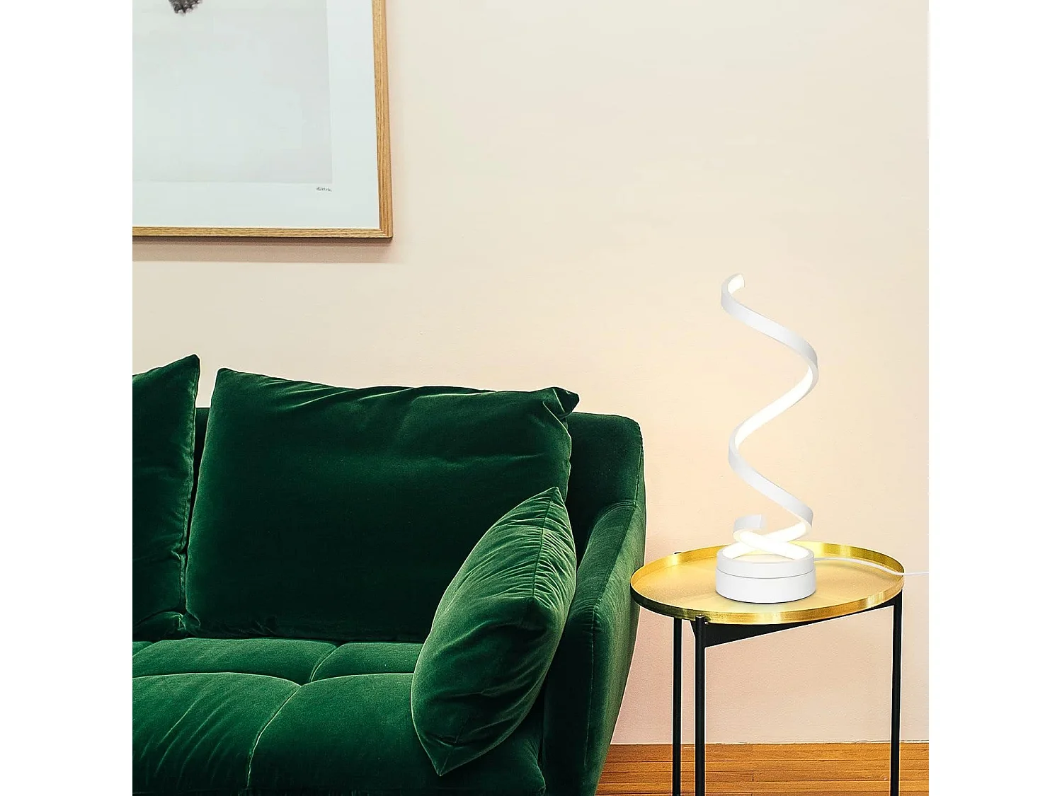 NETTLIFE Lampe de table Touch Dimmable de chevet - Led 12W Moderne blanc  Métal Veilleuse 3000K-6000K Continu avec câble Bureau