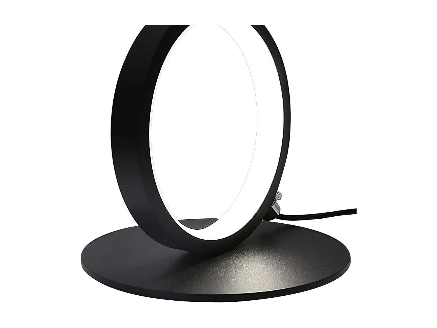 Schwarz LED Tisch Lampe Nacht Touch Dimmbare Metall Dekorative Ring Kreis Aluminium