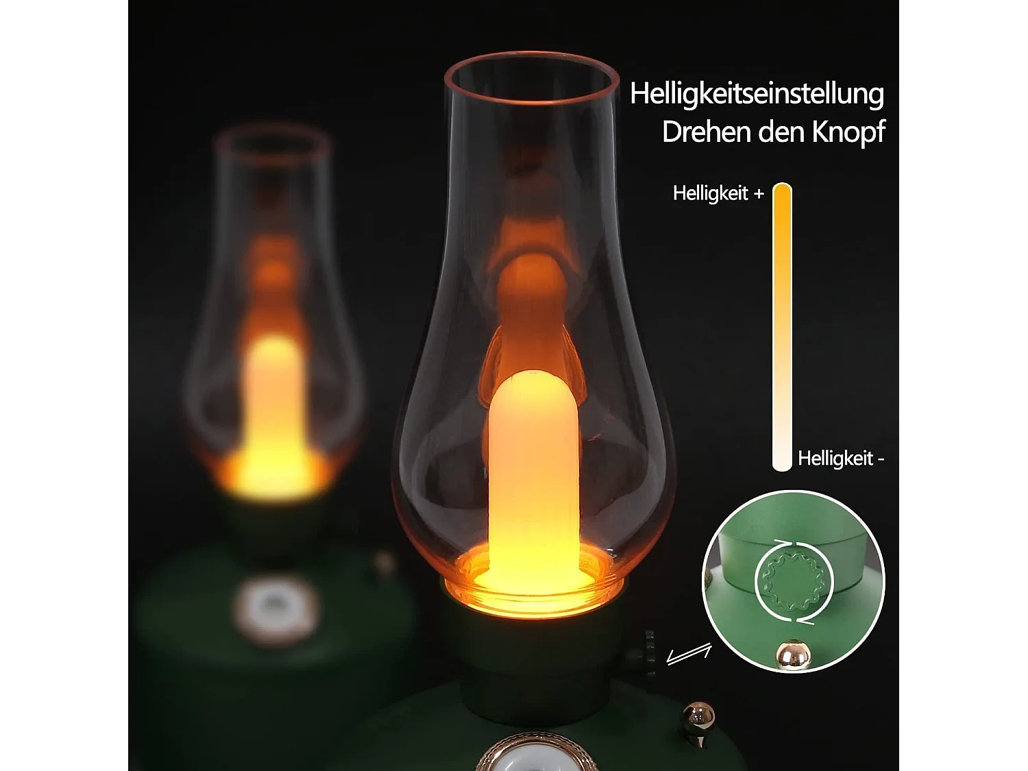 NETTLIFE Lampa stołowa LED Prezent na Boże Narodzenie Lampka nocna Lampka nocna na baterie Bezprzewodowa, zabytkowa nawilżacz Zielona lampa zapachowa Prezent