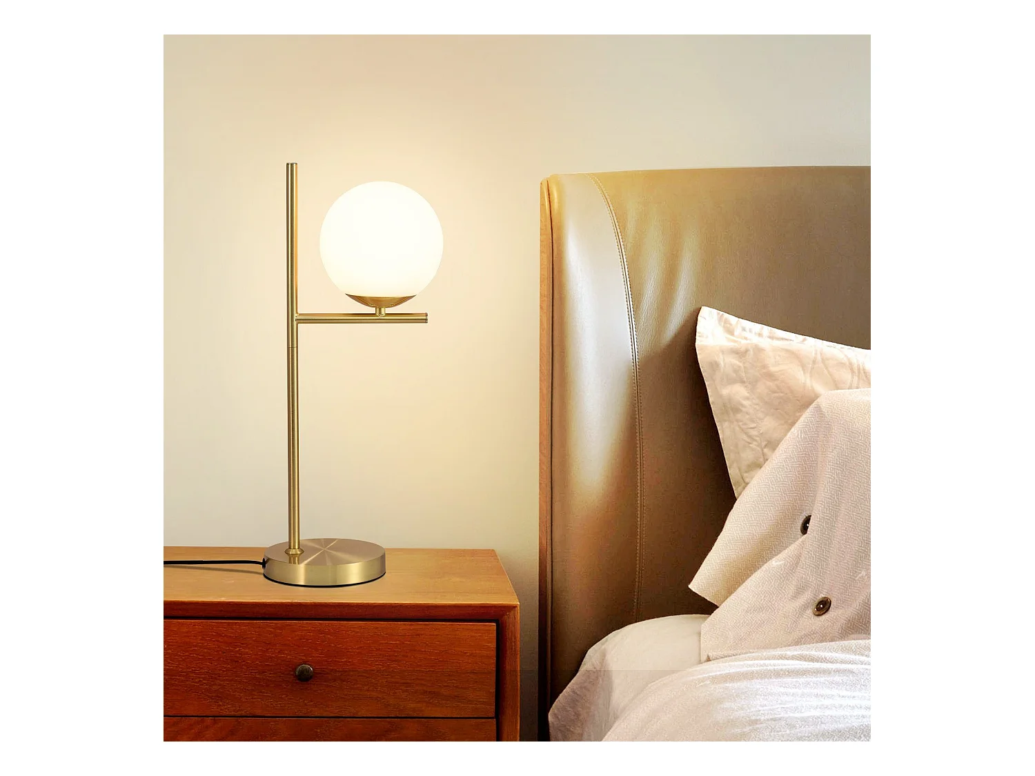 NETTLIFE lampe de table salon moderne de chevet -  en verre blanc douille E27 industrielle avec interrupteur pour chambre bureau