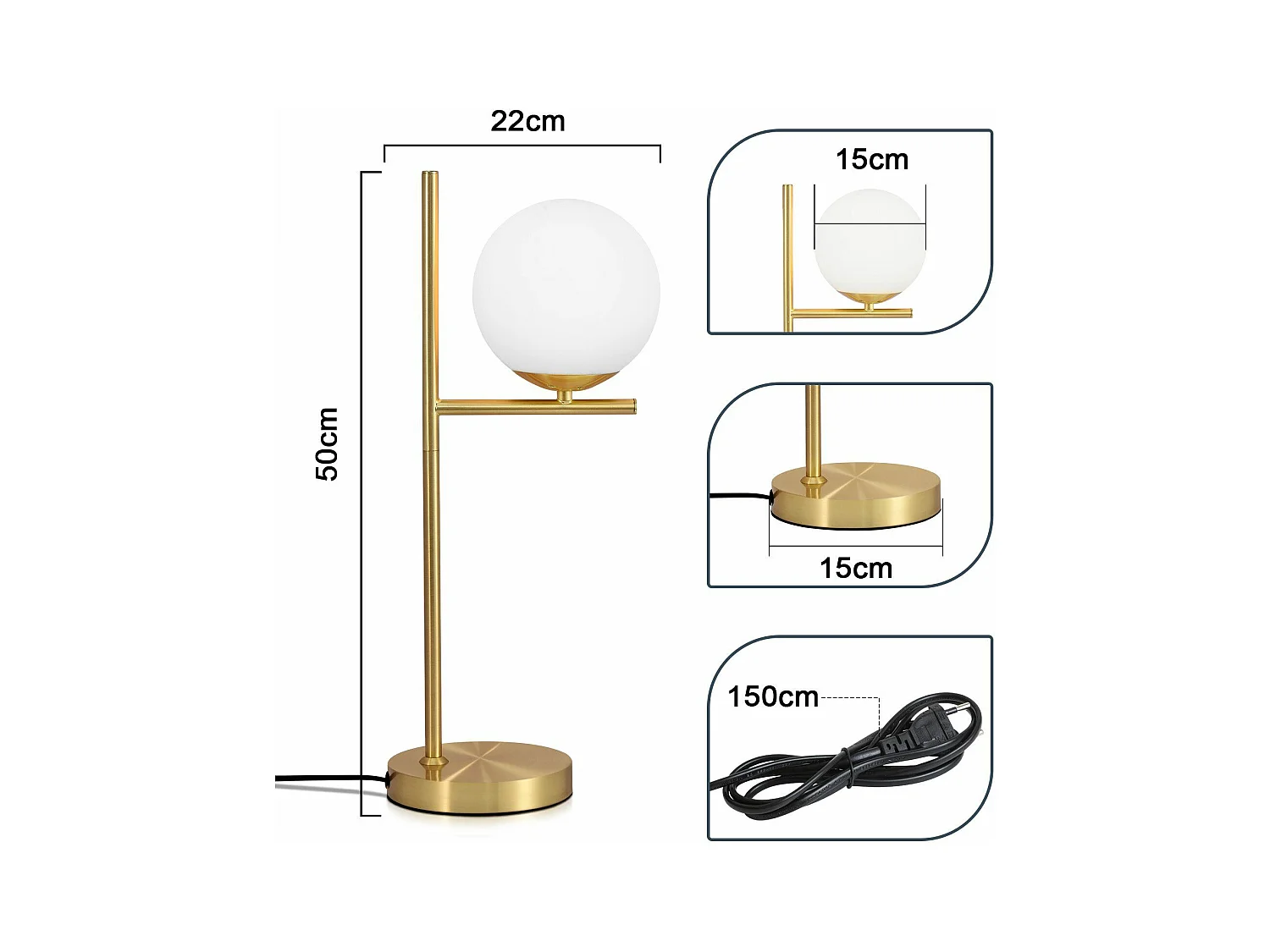NETTLIFE lampe de table salon moderne de chevet -  en verre blanc douille E27 industrielle avec interrupteur pour chambre bureau